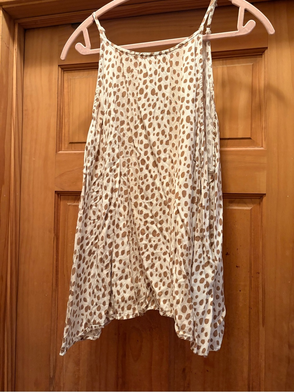 Sleeveless Cream Spotted Swing Blouse - Lightweight Summer Top